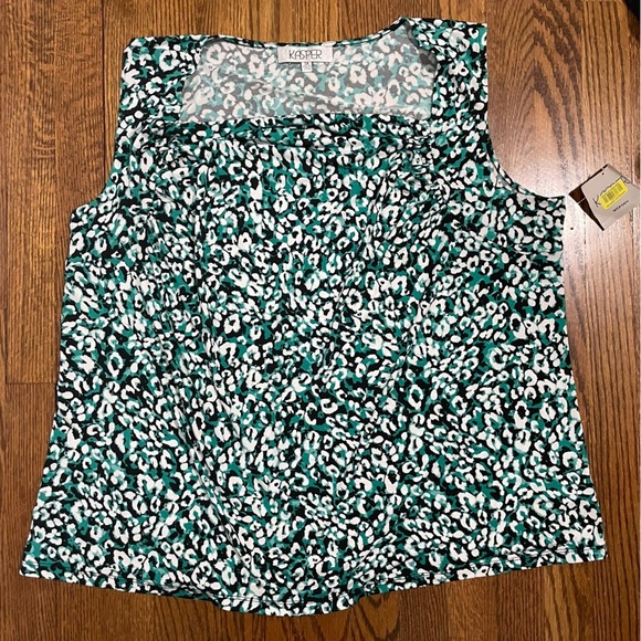 Kasper Tops - Kasper Ladies Green/White/black Tank, NWT Size 3X